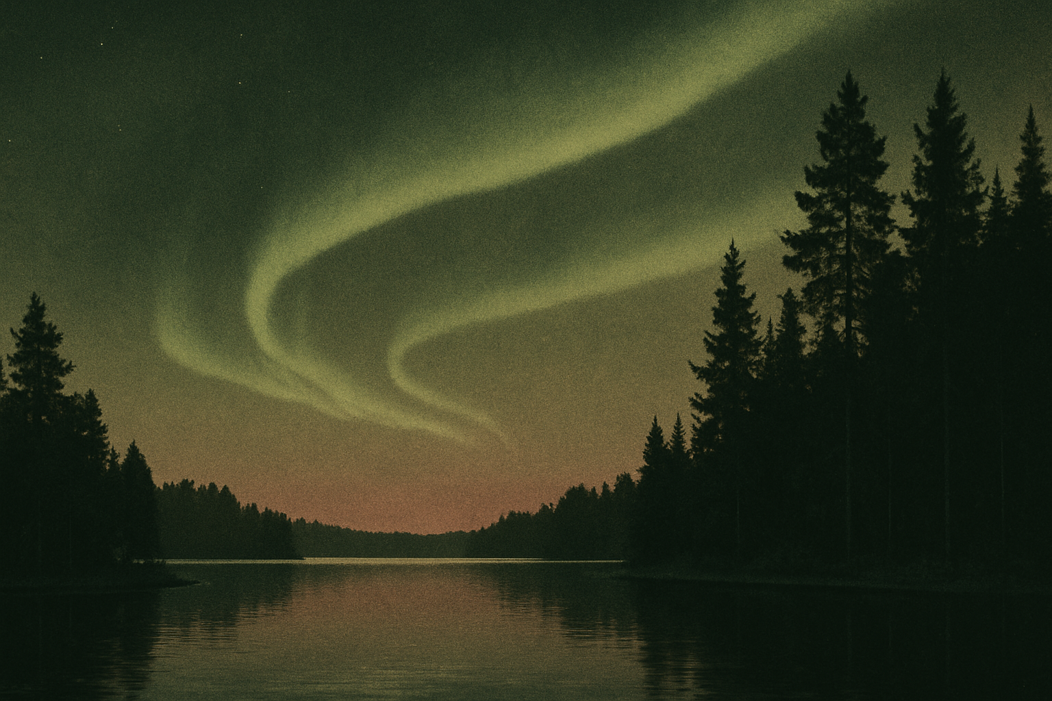 Pohjoinen maisema, jossa valo taittuu pellavan sävyihin